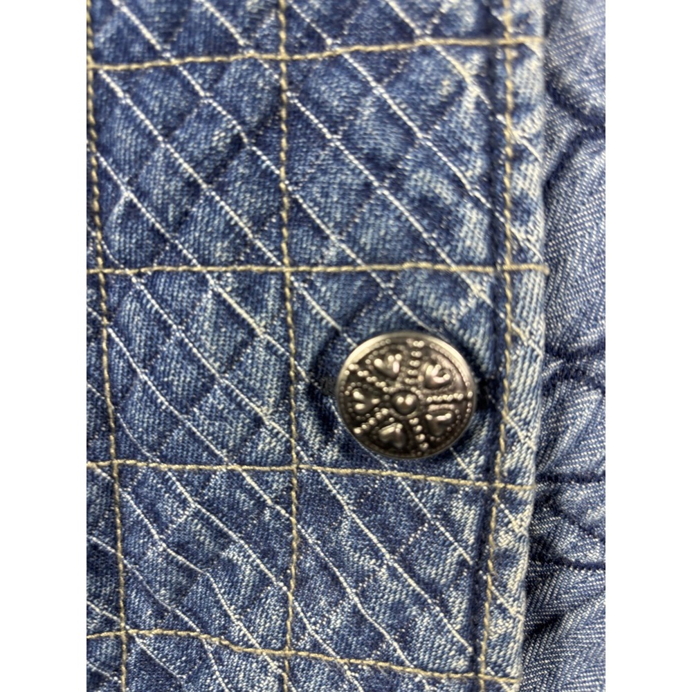Keren Hart Denim Jacket L Patchwork Embroidered Boho Cottagecore Chic Casual - Picture 6 of 7